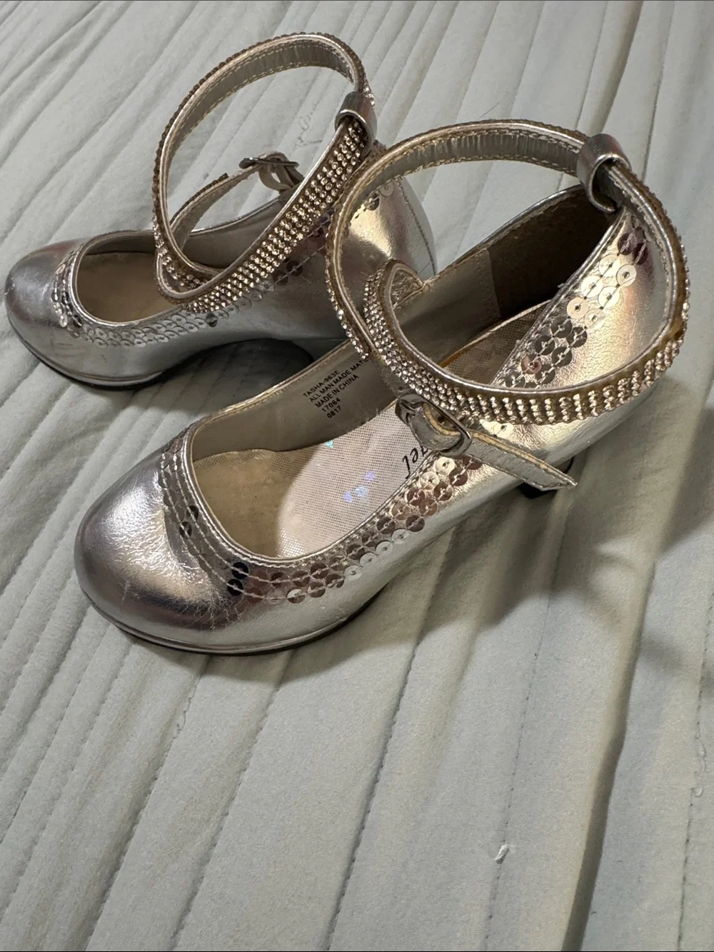Sparkly Silver Holiday/Party Shoes with Small Heel